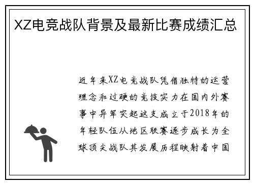 XZ电竞战队背景及最新比赛成绩汇总